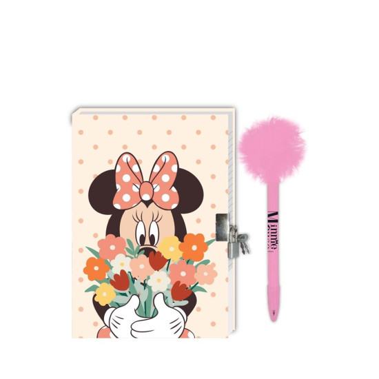 Ημερολόγιο Disney Minnie Mouse με κλειδαριά και στυλό με Pom Pom