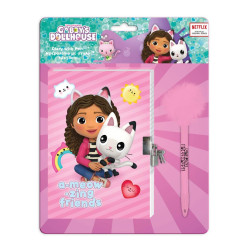 Ημερολόγιο Gabbys Dollhouse με κλειδαριά και στυλό με Pom Pom