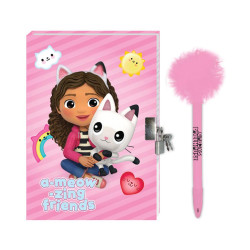 Ημερολόγιο Gabbys Dollhouse με κλειδαριά και στυλό με Pom Pom