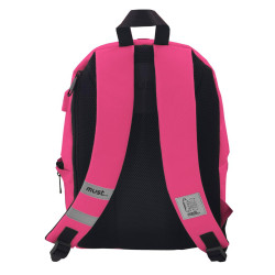 Must Monochrome Rpet Σχολική Τσάντα Πλάτης Γυμνασίου - Λυκείου Ροζ Fluo