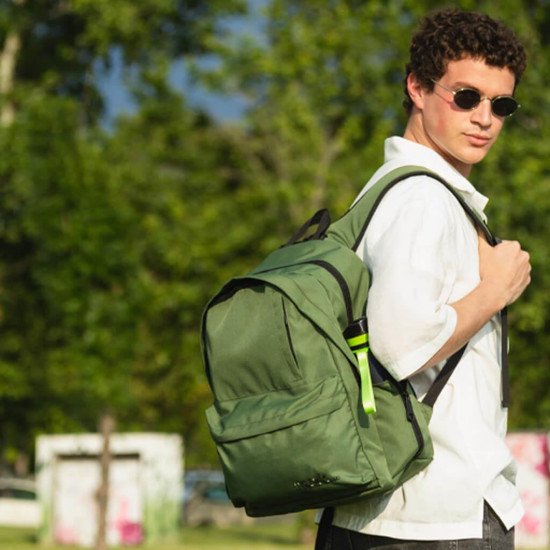 Must Monochrome Rpet με 2 Κεντρικές Θήκες Σχολική Τσάντα Πλάτης Γυμνασίου - Λυκείου Λαδί