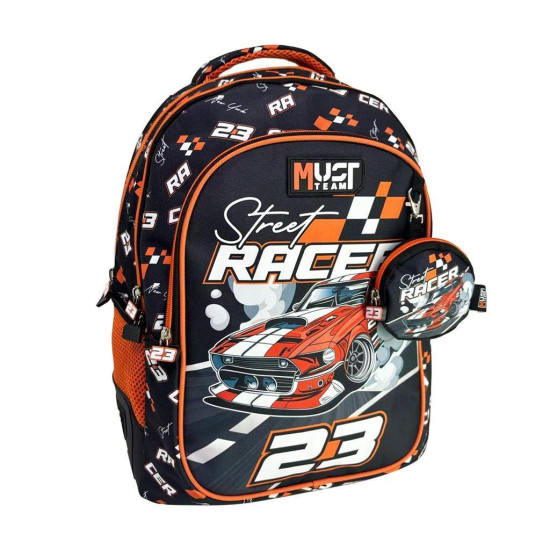 Must Team Σχολική Τσάντα Τρόλεϊ Δημοτικού 3 Θήκες Street Racer