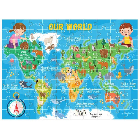 Παιδικό Puzzle 100 pcs Παγκόσμιος Χάρτης Luna Toys