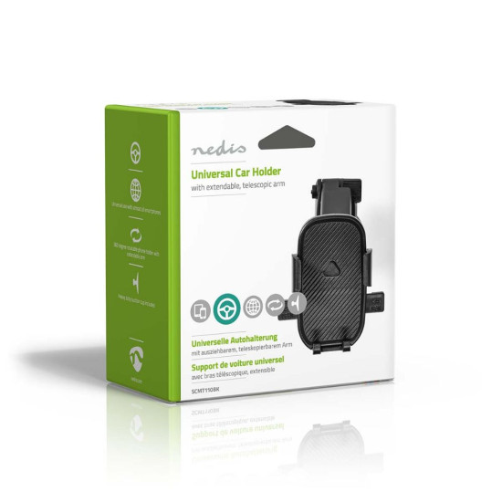 Nedis Βάση Κινητού Αυτοκινήτου με Ρυθμιζόμενα Άγκιστρα Μαύρη (SCMT110BK) (NEDSCMT110BK)