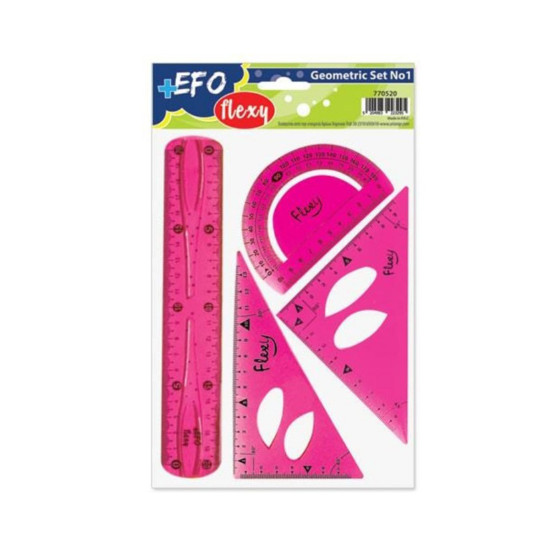 +Efo Σετ 4 Γεωμετρικά Όργανα Πλαστικά Flexy 770522 φούξια