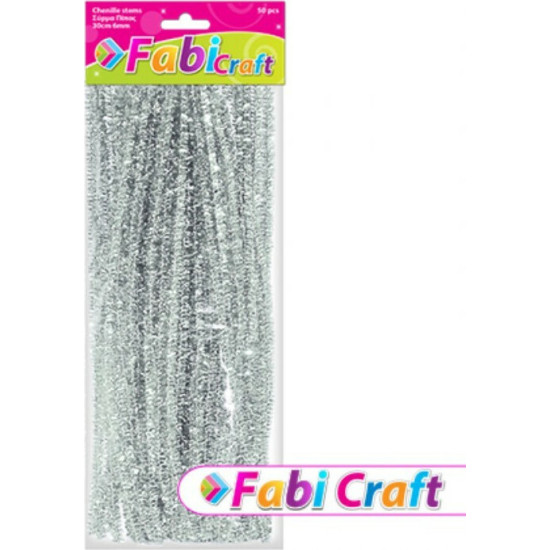 Fabi Σύρμα Πίπας Ασημί Μεταλιζέ 0.6x30εκ. 50τμχ