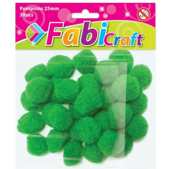 Fabi Πομ Πομ Χειροτεχνίας Πράσινα Σετ 30τμχ
