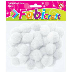 Fabi Πομ Πομ Χειροτεχνίας Λευκά Σετ 30τμχ