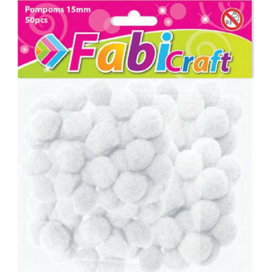 Fabi Πομ Πομ Χειροτεχνίας Λευκά Σετ 50τμχ