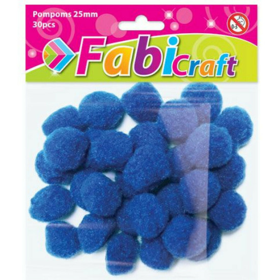Fabi Πομ Πομ Χειροτεχνίας Μπλε Σετ 30τμχ