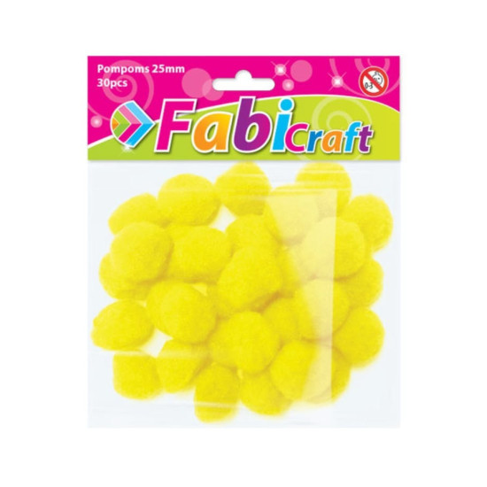 Fabi Πομ Πομ Χειροτεχνίας Κίτρινα Σετ 30τμχ