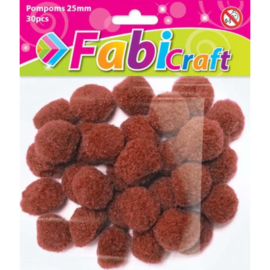 Fabi Πομ Πομ Χειροτεχνίας Καφέ Σετ 30τμχ