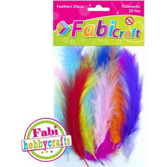Fabi Φτερό Χειροτεχνίας Πολύχρωμο Σετ 25τμχ