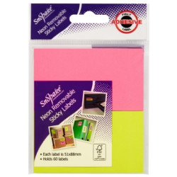 Αναιρούμενες αυτοκόλλητες ετικέτες Snopake Full Adhesive [60 τεμάχια, 51 x 88 mm] Neon  χρώματα