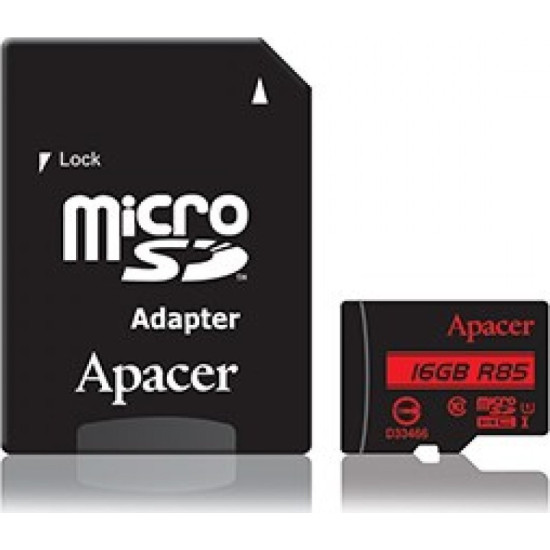 Apacer R85 microSDHC 16GB Class 10 U1 UHS-I με αντάπτορα