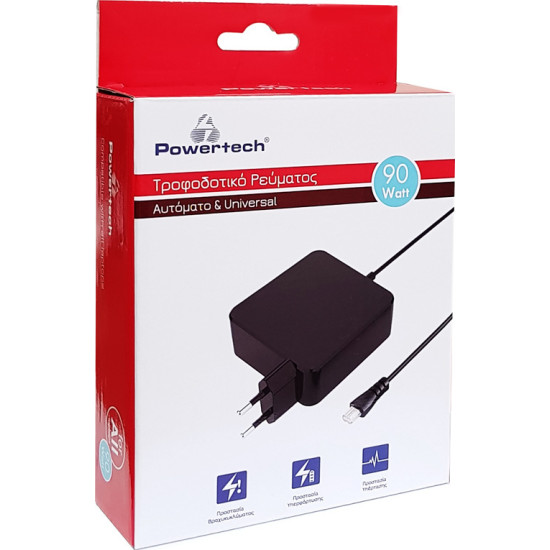 Powertech Universal Φορτιστής Laptop 90W 24V με Αντάπτορα Τροφοδοσίας