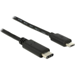 Powertech Regular USB 2.0 Cable USB-C male - micro USB-B male Μαύρο 1m (CAB-UC011)
