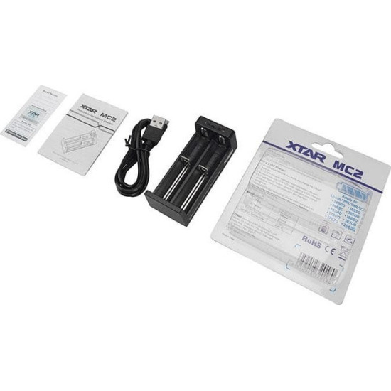 XTAR MC2 USB Φορτιστής 2 Μπαταριών Li-ion Μεγέθους 18650