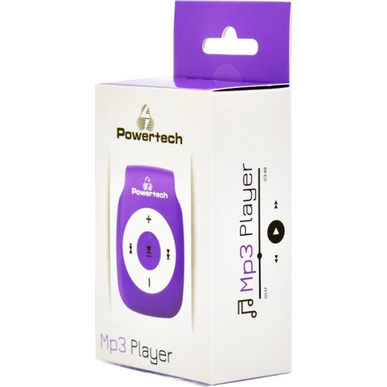 Powertech PT-65 MP3 Player (32GB) with Clip Μωβ