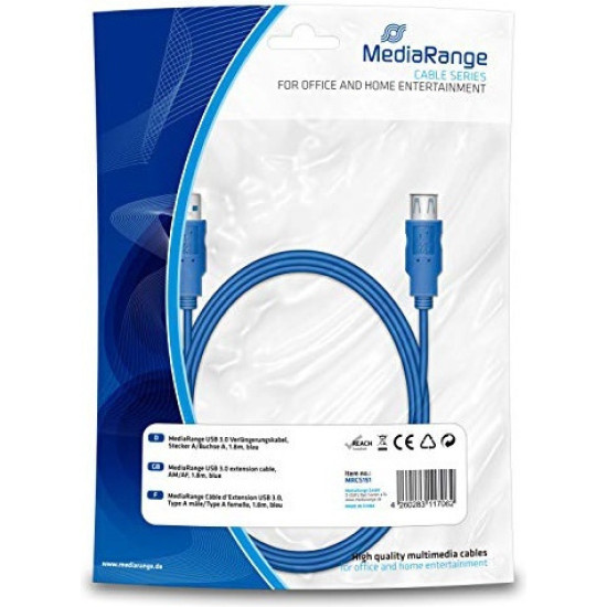 MediaRange USB 3.0 Cable USB-A male - USB-A female 1.8m (MRCS151) MediaRange USB 3.0 Cable USB-A male - USB-A female 1.8m (MRCS151)