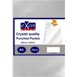 Exas Paper Πλαστικές Ζελατίνες για Έγγραφα Τύπου "Π" A4 με Τρύπες και Ενίσχυση 25τμχ