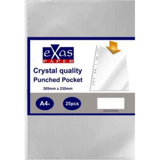 Exas Paper Πλαστικές Ζελατίνες για Έγγραφα Τύπου "Π" A4 με Τρύπες και Ενίσχυση 25τμχ