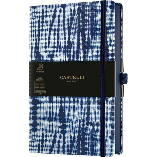 Castelli Shibori Jute Σημειωματάριο A5 Ριγέ με Λάστιχο και Θήκη για Στυλό 13x21cm