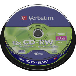 Verbatim Επανεγγράψιμα CD-RW 12x 700MB Cake Box 10τμχ