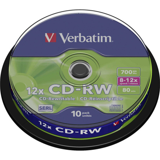 Verbatim Επανεγγράψιμα CD-RW 12x 700MB Cake Box 10τμχ