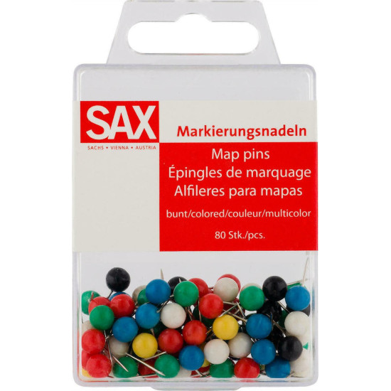Sax Καρφίτσες Στρογγυλές Πολύχρωμες 5mm 80τμχ 16984106