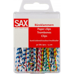 Sax Συνδετήρες 50mm Χρωματιστοί 30τμχ