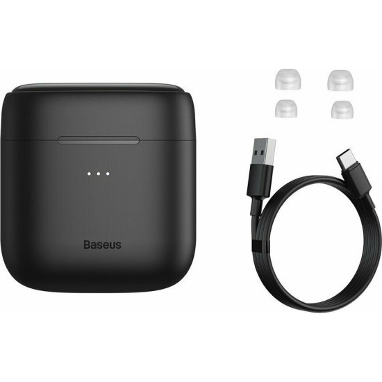 Baseus W06 In-ear Bluetooth Handsfree Ακουστικά με Αντοχή στον Ιδρώτα και Θήκη Φόρτισης Μαύρα