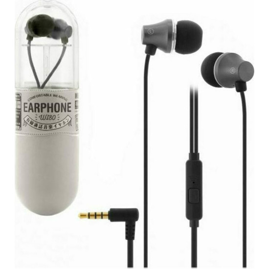WK Wi80 In-ear Handsfree με Βύσμα 3.5mm Μαύρο