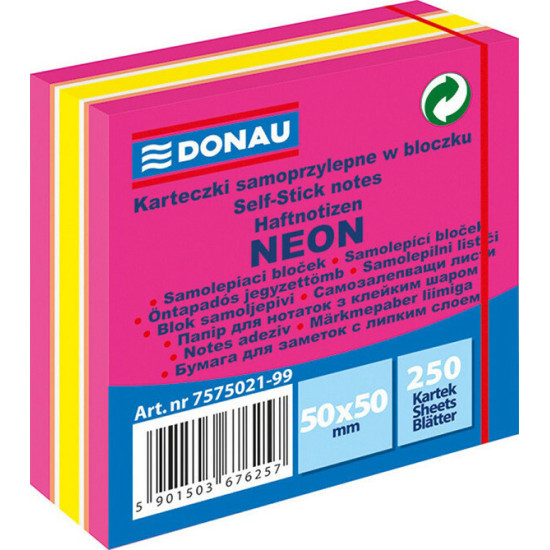 Donau Αυτοκόλλητα Χαρτάκια Σημειώσεων σε Κύβο 250 Φύλλων Ροζ 5x5cm