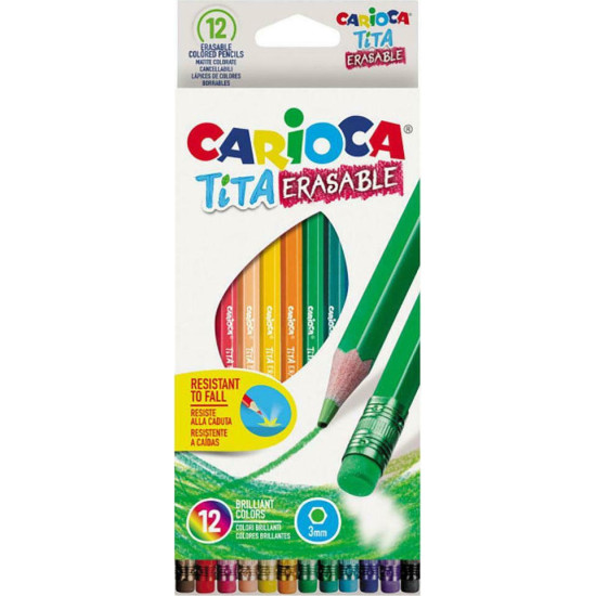 Carioca Tita Erasable Σετ Ξυλομπογιές με Γόμα 12τμχ