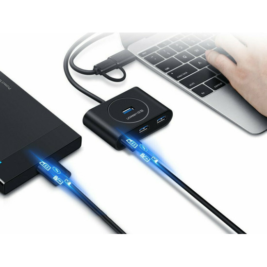 Ugreen CR113 USB 3.0 Hub 4 Θυρών με σύνδεση USB-A και Εξωτερική Παροχή Ρεύματος