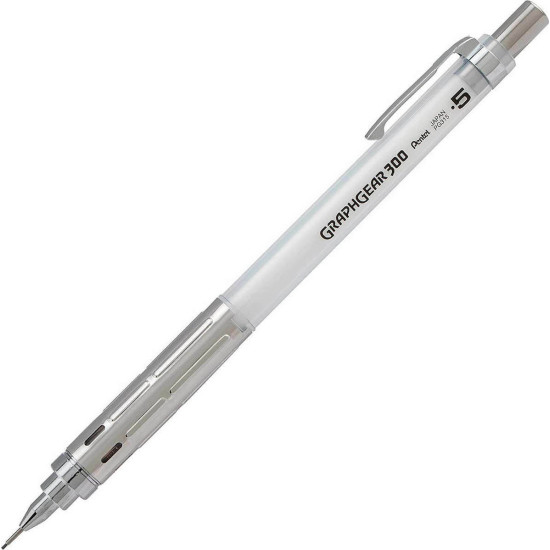 Pentel Graphgear 300 0.5mm με Γόμα Κατάλληλο για Σχέδιο Λευκό