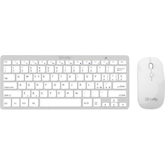 Celly Keybmouse Ασύρματο Σετ Πληκτρολόγιο & Ποντίκι Αγγλικό UK White