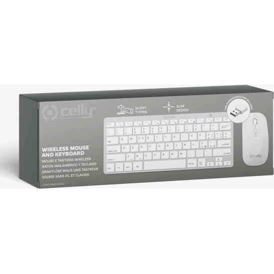 Celly Keybmouse Ασύρματο Σετ Πληκτρολόγιο & Ποντίκι Αγγλικό UK White