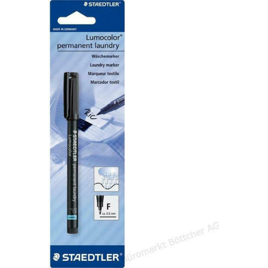 Μαρκαδόρος Ανεξίτηλος Staedtler Lumocolor Permanent για Ρούχα Fine 0.6mm - Μαύρο
