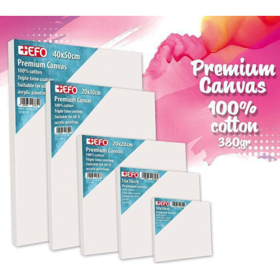 +Efo Καμβάς σε Τελάρο Λευκός Τετράγωνος 80x80εκ. 380gr/m²
