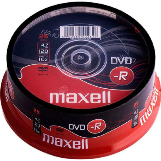 Maxell Εγγράψιμα DVD-R 16x 4.7GB Cake Box 25τμχ
