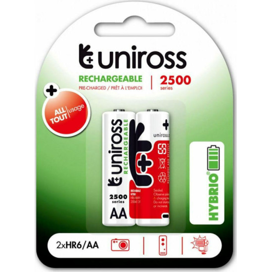 Uniross Επαναφορτιζόμενες Μπαταρίες AA Ni-MH 2500mAh 1.2V 2τμχ