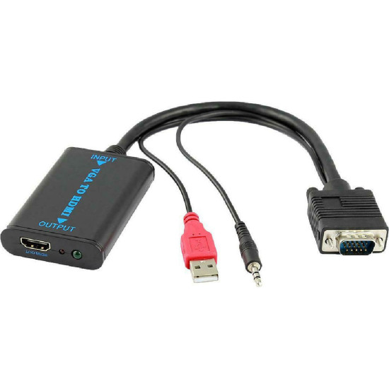 Powertech Μετατροπέας 3.5mm / USB-A / VGA male σε HDMI female (CAB-H070) Powertech Μετατροπέας 3.5mm / USB-A / VGA male σε HDMI female (CAB-H070)