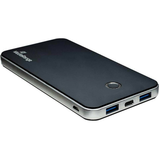 MediaRange MR753 Power Bank 10000mAh 18W με 2 Θύρες USB-A και Θύρα USB-C Power Delivery Μαύρο