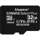 Kingston Canvas Select Plus microSDHC 32GB Class 10 U1 V10 A1 UHS-I με αντάπτορα