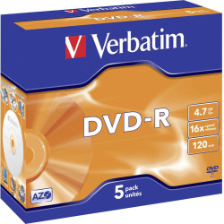 Verbatim Εγγράψιμα DVD-R 16x 4.7GB 5τμχ