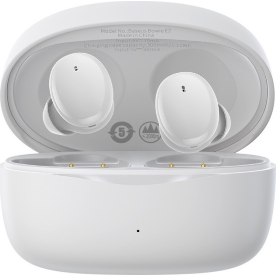 Baseus Bowie E2 In-ear Bluetooth Handsfree Ακουστικά με Θήκη Φόρτισης Λευκά