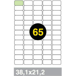 Romeo Maestri 6500 Αυτοκόλλητες Ετικέτες Α4 Ορθογώνιες 38.1x21.2mm
