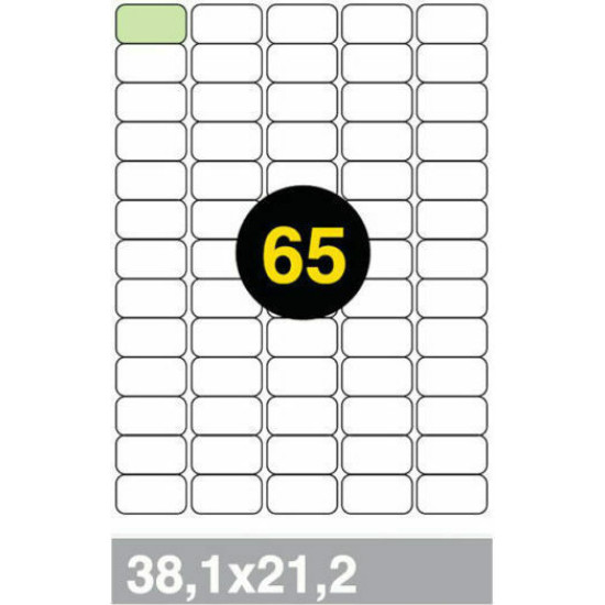 Romeo Maestri 6500 Αυτοκόλλητες Ετικέτες Α4 Ορθογώνιες 38.1x21.2mm
